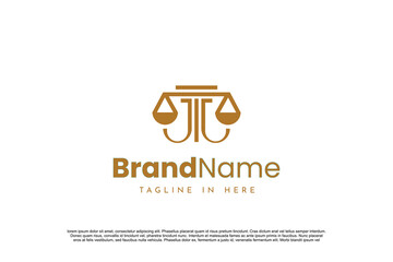Fototapeta premium initial letter JJ monogram logo lawfirm with pillar and legal scales