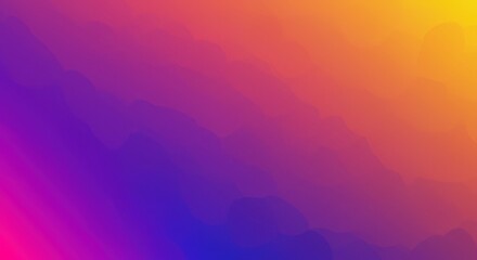The abstract image features a dynamic blend of vibrant colors, transitioning smoothly from purples and pinks to oranges and yellows