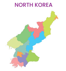 High detailed map of North Korea. Outline map of North Korea. Asia