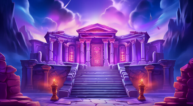 Greek Fantasy Purple Palace Game Art