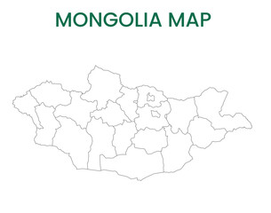 High detailed map of Mongolia. Outline map of Mongolia. Asia