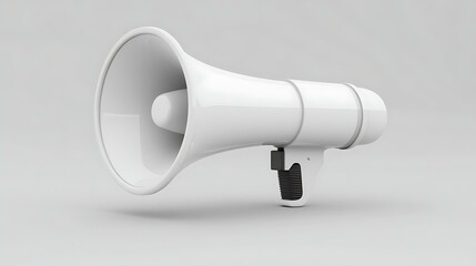 A clean 3D design of a megaphone and a blank, customizable speech bubble ready for text on a neutral background