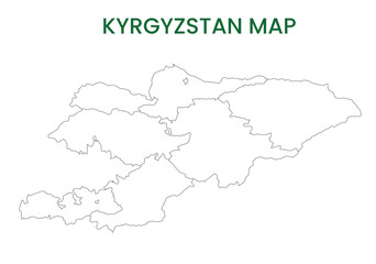 High detailed map of Kyrgyzstan. Outline map of Kyrgyzstan. Asia