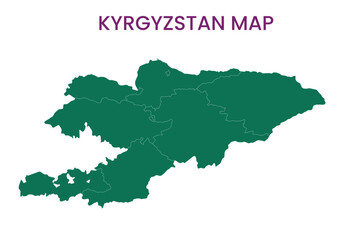 Fototapeta premium High detailed map of Kyrgyzstan. Outline map of Kyrgyzstan. Asia