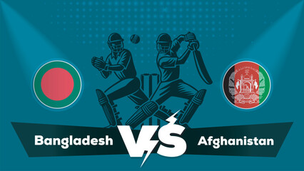Bangladesh VS Afghanistan , Afghanistan Vs Bangladesh cricket match , Cricket match concept with creative illustration.eps