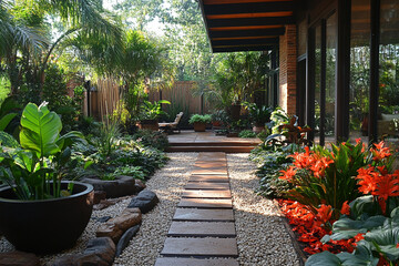 Tranquil Tropical Garden Path Design