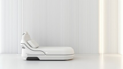 Modern minimalist healthcare bed design in bright clinic setting for innovative medical solutions and patient comfort