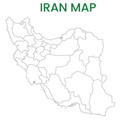 High detailed map of Iran. Outline map of Iran. Asia