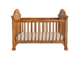 Wooden baby crib isolated on transparent background