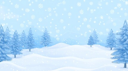 Fototapeta premium Natural snowy landscape with delicate snowflakes covering icy trees and space for seasonal text at the top
