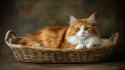 Cat curled up in a grooming basket