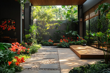 Serene Interior Garden Path Tranquility Landscaping Design
