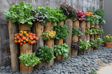 Vertical Garden Planters Showcase Diverse Vegetables And Flowers