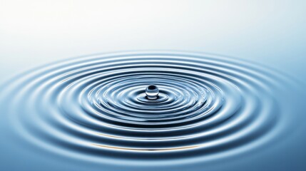 Water droplet creating concentric ripples on a calm surface.