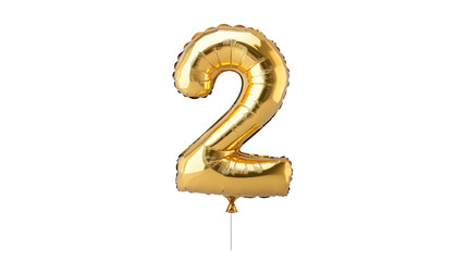 gold balloon in the shape of the number two