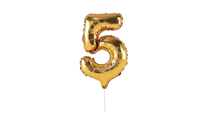 gold balloon in the shape of the number five