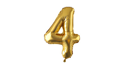 gold balloon in the shape of the number four