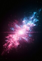 Cosmic Nebula Explosion Vibrant Pink and Blue Galactic Collision Stellar Burst Space Background