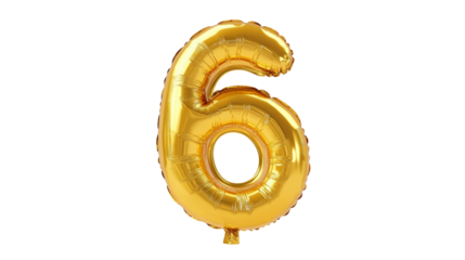 gold balloon in the shape of the number six