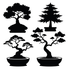       Bonsai vector silhouette illustration.
