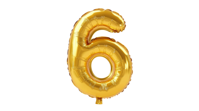 gold balloon in the shape of the number six