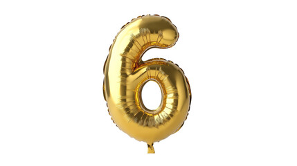 gold balloon in the shape of the number six