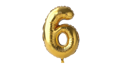 gold balloon in the shape of the number six