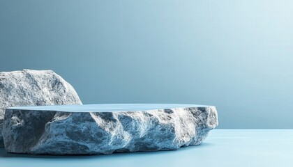 Serene Blue Stone Podium Minimalist Product Display Background