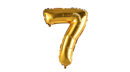 gold balloon in the shape of the number seven