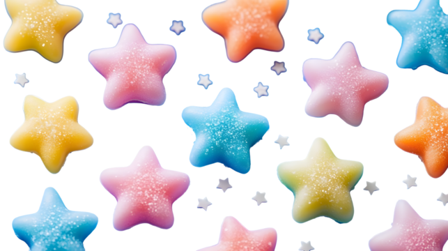 Colorful Star Shaped Candy on Blue Background