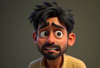 Obraz premium Cartoon character with fearful expression 