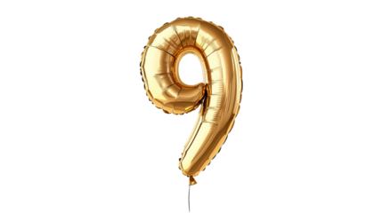 gold balloon in the shape of the number nine