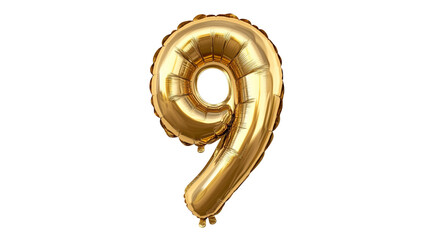 gold balloon in the shape of the number nine