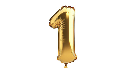 gold balloon in the shape of the number one