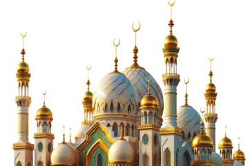 A warm Eid Al Adha Mubarak greeting in a beautiful Islamic art style isolated on transparent background