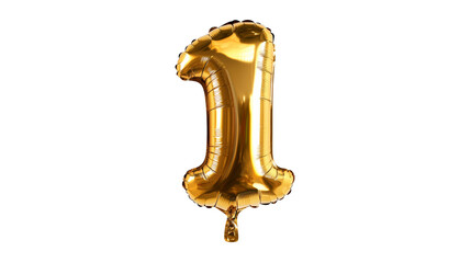 gold balloon in the shape of the number one