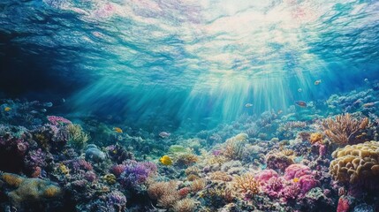 Obraz premium Vibrant Underwater Coral Reef Scene