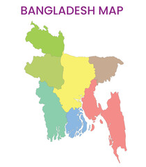 High detailed map of Bangladesh. Outline map of Bangladesh. Asia