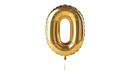 gold balloon in the shape of the number zero