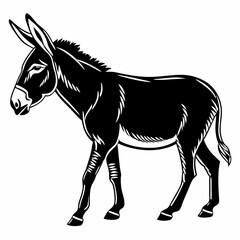 Donkey vector silhouette black design white background