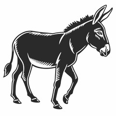 Donkey vector silhouette black design white background