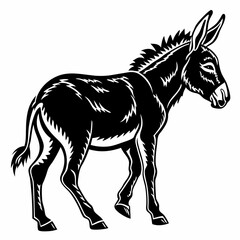 Donkey vector silhouette black design white background