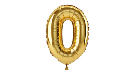 gold balloon in the shape of the number zero