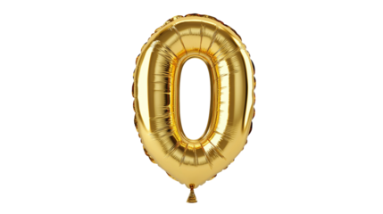 gold balloon in the shape of the number zero