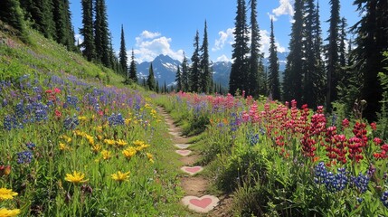 Fototapeta premium Colorful Flower Pathway Through Nature