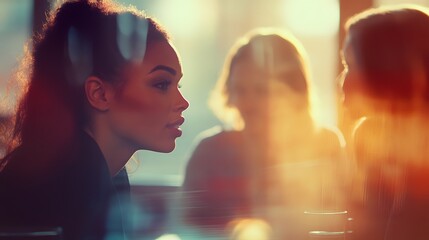 Young Woman Listening Attentively In Cafe Setting