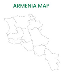 High detailed map of Armenia. Outline map of Armenia. Asia