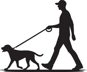 a silhouette man carry a silhouette dog 