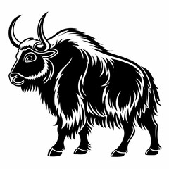 Yak vector silhouette black design white background