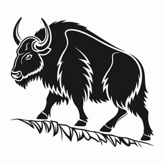 Yak vector silhouette black design white background